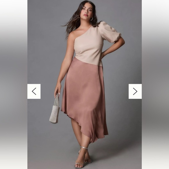 Anthropologie Dresses & Skirts - NWT Anthropologie Faux Leather One-Shoulder Asymmetrical Midi Dress size 2